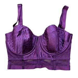 Victoria's Secret Very Sexy Balconet Bra Women 32DD Purple Quilted Mesh Bustier